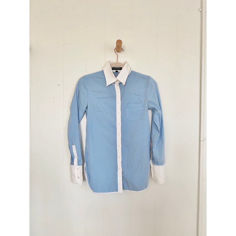 Vintage Y2K Express Striped Banker Collar Button-Down Shirt Indie Sleaze / EUC